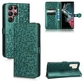 thumbnail image 1 of SaniMore Wallet Case for Samsung Galaxy S23 Ultra 6.8" 2023, Glitter PU Leather Case Polka Dot Card Slots Cash Pocket Kickstand Removeable Wrist Strip Magnetic Clasp All-around Protective Shell,Green, 1 of 9