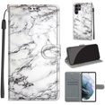 thumbnail image 1 of SaniMore Wallet Case for Samsung Galaxy S23 Ultra Plus 2023, PU Leather Color Painting Kickstand Wrist Strip Magnetic Clasp Cash Pocket Card Holders Shockproof Full Protective Case, White Marble, 1 of 9