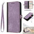 thumbnail image 1 of SaniMore Wallet Case for Samsung Galaxy S24 Plus, Retro PU Leather Case Card Slots Cash Pocket Kickstand Removeable Lanyard Shockproof Anti-fall Full Protective Magnetic Cover, Purple, 1 of 7