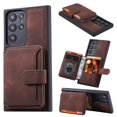 thumbnail image 1 of SaniMore Wallet Case for Samsung Galaxy S24 Ultra, Flip Cash Pocket Card Slots Kickstand PU Leather Skin Wear-resistant Retro Shockproof Anti-drop Cover for Samsung Galaxy S24 Ultra, Brown, 1 of 5