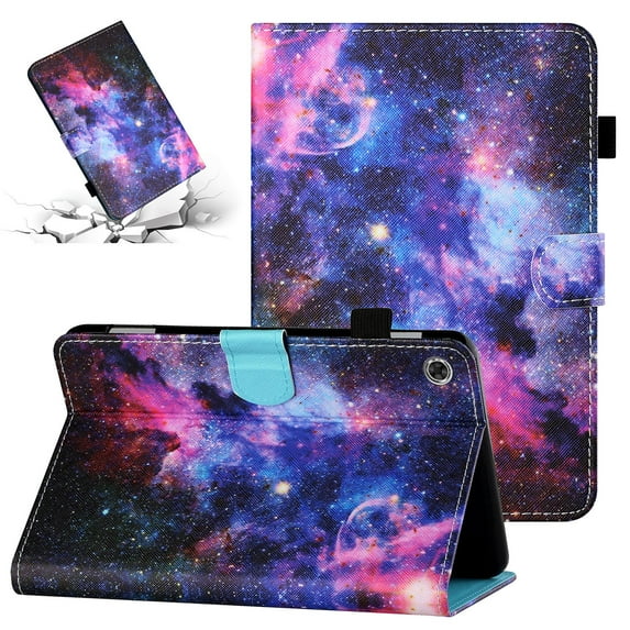 SaniMore Wallet Case for Samsung Galaxy Tab A8 Case 10.5" 2022 SM-X200/X205, Auto Wake/Sleep PU Leather Case TPU Shell Painted Magnetic Clasp Card Slot Pen Holder Anti-slip Strip Stand Case, Starsky