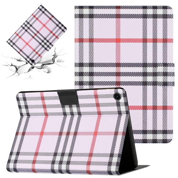 SaniMore Wallet Case for Samsung Galaxy Tab A8 10.5" 2022 SM-X200/X205, PU Leather Case Lattice Pattern TPU Shell Auto Wake/Sleep Card Slots Anti-slip Strip Shockproof Kickstand Case, Lightpurple