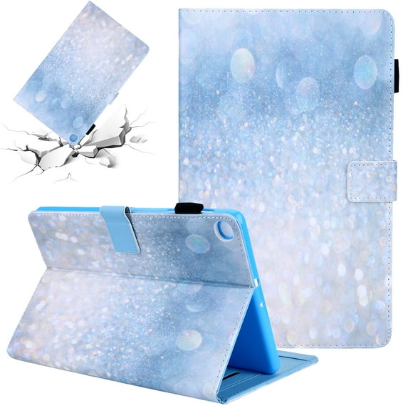 SaniMore Wallet Case for Samsung Galaxy Tab A9 Plus Case 12.4" 2023 SM-X810/X816/X818, PU Leather Auto Wake/Sleep Card Holder Kickstand Anti-slip Strip Shockproof TPU Fashion Cover,Glitter Sand