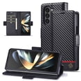 thumbnail image 1 of SaniMore Wallet Case for Samsung Galaxy Z Fold 5 7.6" 2023, Carbon Fiber Skin PU Leather Flip Filio Kickstand Card Slots Cash Pocket Full Body Protetcion Shockproof Anti-drop Case, Horizontal Line, 1 of 12