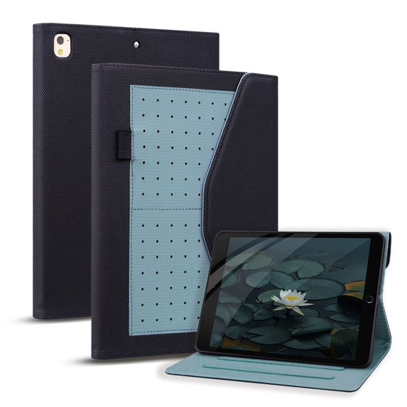 SaniMore Wallet Case for iPad 10.2" (9th/8th/7th Generation, 2021/2020/2019), PU Leather Magnetic Closure Cover Support Pencil Holder Card Slot & Kickstand Full Body Protective Shell, Black