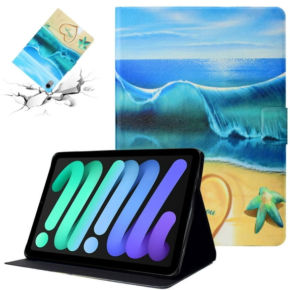 SaniMore Wallet Case for iPad 10th Generation 10.9" 2022, PU Leather Case Card Slots Anti-slip Strip Flip Kickstand Shockproof TPU Shell Full Protective Fashion Lovely Case,
Beach