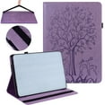 thumbnail image 1 of SaniMore Wallet Case for iPad 10th Generation 10.9" 2022, PU Leather Case Embossed Tree Shockproof TPU Shell Card Slots Pen Holder Hand Rope Anti-slip Strip Kickstand Case, Purple, 1 of 12