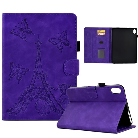 SaniMore Wallet Case for iPad Mini 6th Generation 8.3" 2021, Auto Sleep/Wake, PU Leather Magnetic Cover Built-in Pencil Holder 2 Card Slots & Folding Kickstand Full Body Protective Shell, Purple
