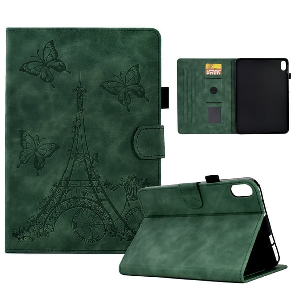 SaniMore Wallet Case for iPad Mini 6th Generation 8.3" 2021, Auto Sleep/Wake, PU Leather Magnetic Cover Built-in Pencil Holder 2 Card Slots & Folding Kickstand Full Body Protective Shell, Green