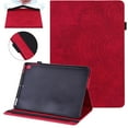 thumbnail image 1 of SaniMore Wallet Case for iPad Pro 11 2024, PU Leather Case Embossed Sunflower Shockproof TPU Shell Card Slots Pen Holder Hand Rope Anti-slip Strip Kickstand Case, Red, 1 of 12