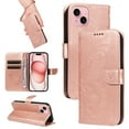 thumbnail image 1 of SaniMore Wallet Case for iPhone 13 Mini, PU Leather Embossed Butterfly Flip Folio Cover Card Holder [Kickstand][Wrist Strap] All Arpund Protective Shockproof Shell for iPhone 13 Mini(2021), Rosegold, 1 of 18