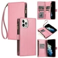 thumbnail image 1 of SaniMore Wallet Case for iPhone 13 Pro Max, RFID Blocking PU Leather Zipper Handbag Purse Flip Cover, Kickstand Folio Case with Card Slot Wrist Strap Lanyard for iPhone 13 Pro Max, Pink, 1 of 7