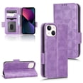 thumbnail image 1 of SaniMore Wallet Case for iPhone 14 Plus 6.7" 2022, Glitter PU Leather Case Triangle Pattern Card Slots Cash Pocket Kickstand Removeable Wrist Strip All-around Protective Magnetic Case,  Purple, 1 of 9