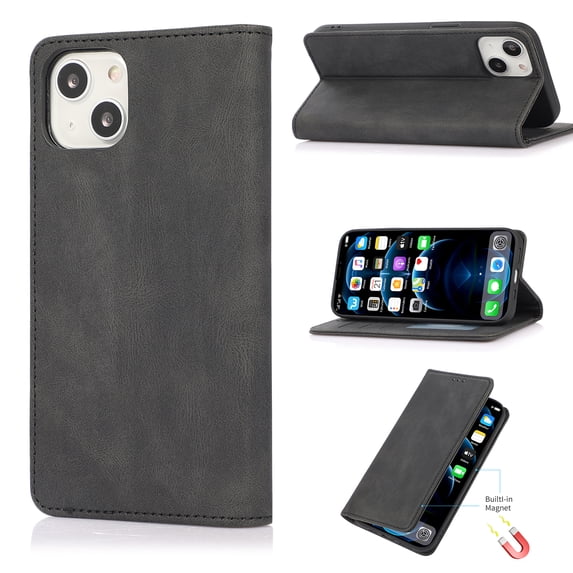 SaniMore Wallet Case for iPhone 14 Plus 6.7" 2022, Magnetic Folio PU Leather Cover Bracket Card Slots Cash Pocket All-around Protective Shockproof Anti-fall Business Shell For iPhone 14 Plus, Black