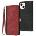 thumbnail image 1 of SaniMore Wallet Case for iPhone 14 Plus 6.7" 2022, Retro PU Leather Case Card Slots Cash Pocket Kickstand Removeable Lanyard Shockproof Anti-fall Full Protective Magnetic Case, Red, 1 of 9