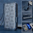 thumbnail image 1 of SaniMore Wallet Case for iPhone 14 Pro 6.1" 2022, Glitter PU Leather Case Triangle Pattern Card Slots Cash Pocket Kickstand Removeable Wrist Strip All-around Protective Magnetic Case, Blue, 1 of 9