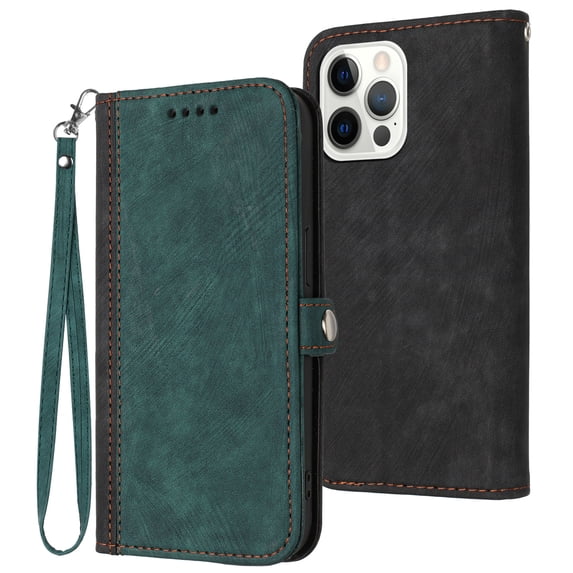 SaniMore Wallet Case for iPhone 14 Pro 6.1" 2022, Retro PU Leather Case Card Slots Cash Pocket Kickstand Removeable Lanyard Shockproof Anti-fall Full Protective Magnetic Case, Darkgreen