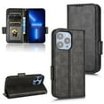 thumbnail image 1 of SaniMore Wallet Case for iPhone 14 Pro Max 6.7" 2022, Glitter PU Leather Case Triangle Pattern Card Slots Cash Pocket Kickstand Removeable Wrist Strip All-around Protective Magnetic Case, Black, 1 of 8