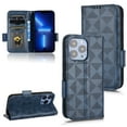 thumbnail image 1 of SaniMore Wallet Case for iPhone 14 Pro Max 6.7" 2022, Glitter PU Leather Case Triangle Pattern Card Slots Cash Pocket Kickstand Removeable Wrist Strip All-around Protective Magnetic Case, Blue, 1 of 8