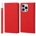thumbnail image 1 of SaniMore Wallet Case for iPhone 14 Pro Max 6.7" 2022, Wrist Strap Flip Kickstand Card Slots Genuine PU Leather Shockproof TPU Shell Anti-fall Full-body Protective Cover For iPhone 14 Pro Max, Red, 1 of 8