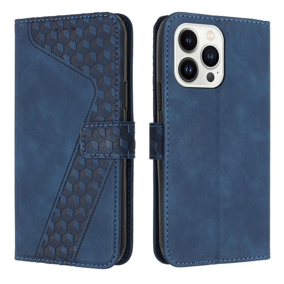 SaniMore Wallet Case for iPhone 15 Pro 6.1" 2023, Durable PU Leather Case Kickstand Magnetic Clasp Cash Pocket Card Holders Shockproof Anti-drop Full Body Protective Cover, Blue