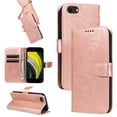 thumbnail image 1 of SaniMore Wallet Case for iPhone 7 / 8 / SE 2022 & 2020, PU Leather Embossed Butterfly Flip Folio Cover Card Holder [Kickstand][Wrist Strap] All Arpund Protective Shockproof Shell, Rosegold, 1 of 18
