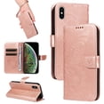 thumbnail image 1 of SaniMore Wallet Case for iPhone X/XS, PU Leather Embossed Butterfly Flip Folio Cover Card Holder [Kickstand][Wrist Strap] All Arpund Protective Shockproof Shell for iPhone X/XS(2018), Rosegold, 1 of 18