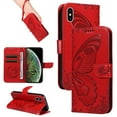 thumbnail image 1 of SaniMore Wallet Case for iPhone X/XS, PU Leather Embossed Butterfly Flip Folio Cover Card Holder [Kickstand][Wrist Strap] All Arpund Protective Shockproof Shell for iPhone X/XS(2018), Red, 1 of 18