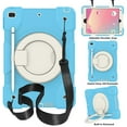 thumbnail image 1 of SaniMore for iPad 10.2" (9th/8th/7th Generation, 2021/2020/2019) Case with Pencil Holder, 3-Layer Protection Cover Built-in Shoulder & Handle Strap Kickstand Shockproof Protective Shell, Blue, 1 of 8