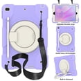 thumbnail image 1 of SaniMore for iPad 10.2" (9th/8th/7th Generation, 2021/2020/2019) Case with Pencil Holder, 3-Layer Protection Cover Built-in Shoulder & Handle Strap Kickstand Shockproof Protective Shell, Purple, 1 of 8
