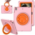 thumbnail image 1 of SaniMore for iPad 10.2 inch 9th/8th/7th Generation (2021/2020/2019) Case, Kid-friendly Shockproof EVA Backplane Two-layer Protective Case 360° Rotating Kickstand Holder Anti-fall Csae, Pink, 1 of 9