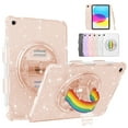 thumbnail image 1 of SaniMore for iPad 10.2 inch 9th/8th/7th Generation (2021/2020/2019) Cover with 360° Rotating Rainbow Wristlet Pencil Holder,Hidden Bracket Heavy Duty Protective Drop Resistant Shell, Gold, 1 of 9