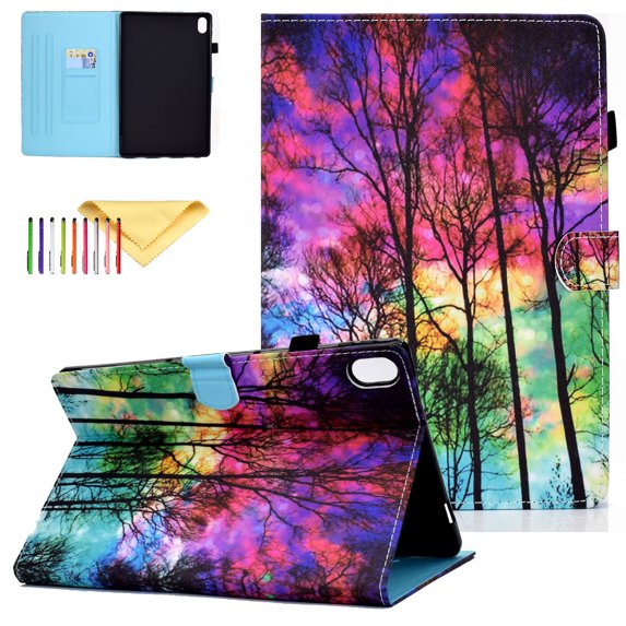SaniMore iPad 10th Gemeration 2022 Covers and Cases, iPad 10.9 inch 10th Gen Cover with Pencil Holder, PU Leather Skin with Card Slots Auto Sleep/Wake Stand Smart Cover, Colorful Froest