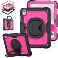 thumbnail image 1 of SaniMore for iPad 10th Generation 10.9" 2022 Back Case with 360° Rotating Kickstand Holder Screen Protector Tri-layer Heavy Duty Drop-resistant Shockproof Case for iPad 10th Gen 2022, Rose/Black, 1 of 8