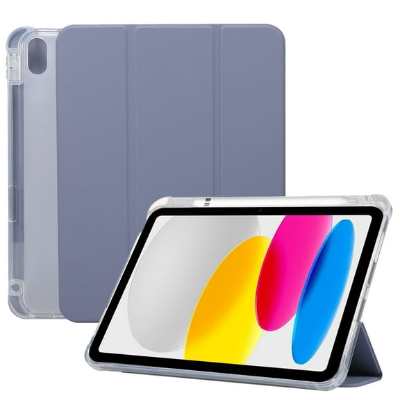 SaniMore for iPad 10th Generation 10.9" 2022 Case, Auto Sleep/Wake, Flexible TPU Case with Tri-Fold Kickstand & Pencil Holder Shockproof Protective Case for Women Men, Purple
