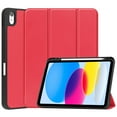 thumbnail image 1 of SaniMore for iPad 10th Generation 10.9" 2022 Case, Auto Sleep/Wake, PU Leather Case with Tri-Fold Kickstand & Pencil Holder Shockproof Protective Case for Women Men, Red, 1 of 9