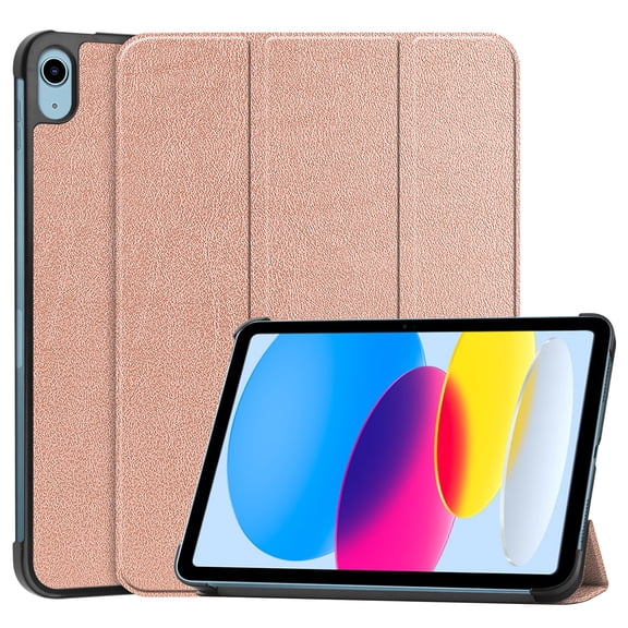SaniMore for iPad 10th Generation 10.9" 2022 Case, Auto Sleep/Wake, Rugged PC Case with Tri-Fold Kickstand [Support iPad 1st/3rd Pencil Charging] Shockproof Protective Case for Women Men, Rosegold