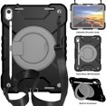 thumbnail image 1 of SaniMore for iPad 10th Generation 10.9" 2022 Case Built-in Pencil Holder, Multi-Functional Cover Support Shoulder & Handle Strap & Kickstand Military Shockproof Protective Shell, Black/Gray, 1 of 8