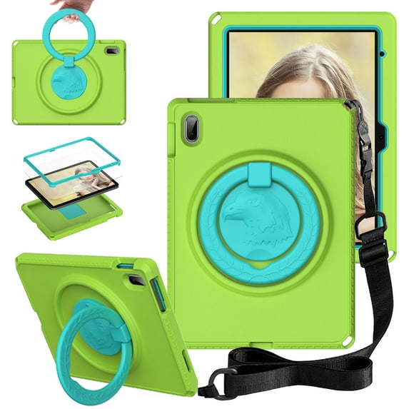 SaniMore for iPad 10th Generation 10.9" 2022 Case, Kid-friendly Shockproof EVA Tri-layer Protective Case with Shoulder Strap Screen Protector Rotating Holder/Kickstand for iPad 10th Gen, Green