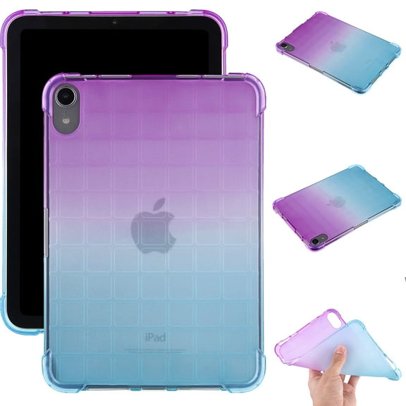 SaniMore for iPad 10th Generation 10.9" 2022 Case, Shockproof Soft Durable Silicone Case Lightweight Slim Drop Resistant Gradient Clear Case for iPad 10th Generation 10.9" 2022, Purple/Green