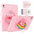 thumbnail image 1 of SaniMore for iPad 10th Generation 10.9" 2022 Cover with 360° Rotating Rainbow Wristlet Pencil Holder, Hidden Bracket Heavy Duty Protective Shockproof Slim Drop Resistant Shell, Pink, 1 of 8