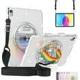 thumbnail image 1 of SaniMore for iPad 10th Generation 10.9" 2022 Cover with 360° Rotating Rainbow Wristlet + Shoudler Strap Pencil Holder, Hidden Bracket Heavy Duty Protective Shockproof Slim Drop Resistant Shell, Clear, 1 of 10