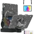 thumbnail image 1 of SaniMore for iPad 10th Generation 10.9" 2022 Cover with 360° Rotating Rainbow Wristlet + Shoudler Strap Pencil Holder, Hidden Bracket Heavy Duty Protective Shockproof Slim Drop Resistant Shell, Black, 1 of 10