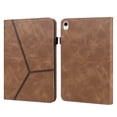 thumbnail image 1 of SaniMore for iPad 10th Generation 10.9" 2022 Embossed Stripe Case, PU Leather Case with Card Slot & Kickstand Pencil Holder & Hand Strap Shockproof Protective Case for Women Men, Brown, 1 of 10