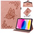 thumbnail image 1 of SaniMore for iPad 10th Generation 10.9" 2022 Wallet Case with Card Slots Anti-slip Strip Pen Holder Auto Wake/Sleep Stand Embossed Butterfly Hand Rope for Grils Women Case for iPad 10th Gen, Pink, 1 of 9