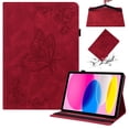 thumbnail image 1 of SaniMore for iPad 10th Generation 10.9" 2022 Wallet Case with Card Slots Anti-slip Strip Pen Holder Auto Wake/Sleep Stand Embossed Butterfly Hand Rope for Grils Women Case for iPad 10th Gen, Red, 1 of 9