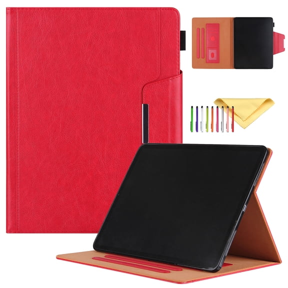 SaniMore iPad 10th Generation Case 10.9" 2022, Premium PU Leather Business Skin [Auto Sleep/Wake] [Pen Holder] Shockproof Kickstand Wallet Case with Cash/Card Slots for New iPad 10th Gen, Red
