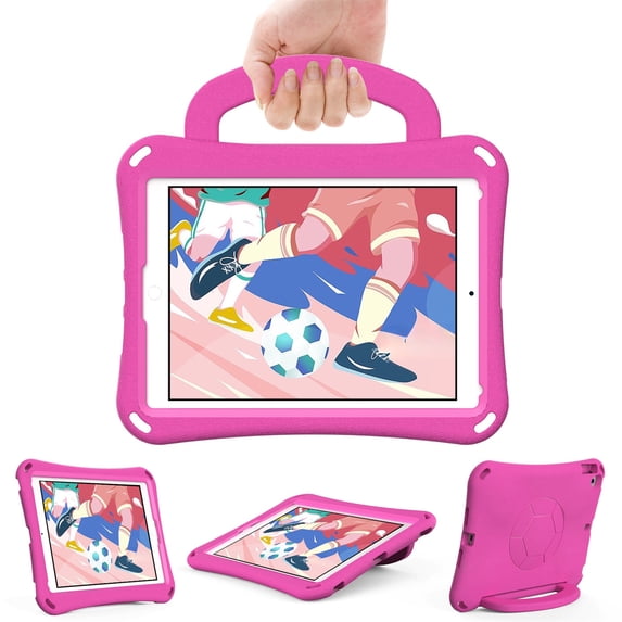 SaniMore for iPad 2018/2017 iPad 9.7 6th/5th Generation Case, Shockproof Full-Body Handle Stand Tablet Protective Kids-friendly Lightweight Cover, Rose