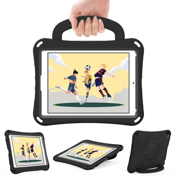 SaniMore for iPad 2018/2017 iPad 9.7 6th/5th Generation Case, Shockproof Full-Body Handle Stand Tablet Protective Kids-friendly Lightweight Cover, Black