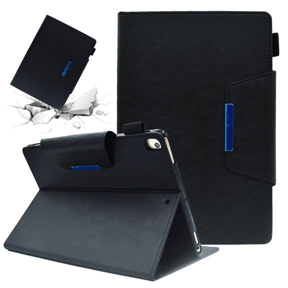 SaniMore for iPad 6th Gen/iPad 5th Gen/iPad Air 2/iPad Air, iPad 9.7 Wallet Case with Card Slots & Pen Holder [Auto Sleep] PU Leather Kickstand Shcokproof Full-body Protctive Cover, Black